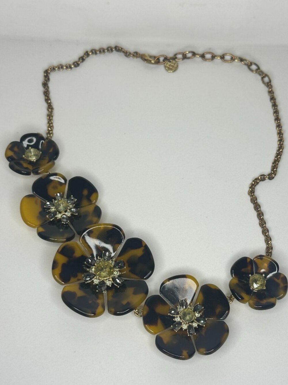 Talbots Tortoise Flower Statement Necklace